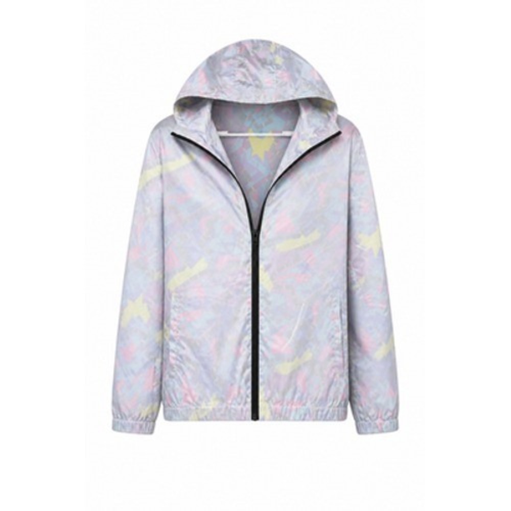 Empyre Windbreaker Jacket Men M Multicolor Geometric Hooded Full Zip Lightweight - Picture 1 of 10